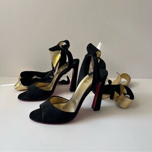 Christian Louboutin Black and Gold Heels